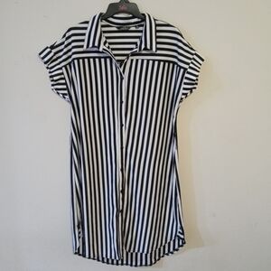 Mlle Gabrielle Black and White Striped Dress, Size M.
